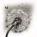 dandelion seeds  blowing away in wind tattoo design idea