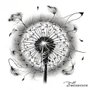 dandelion seeds  blowing away in wind tattoo design idea