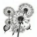 dandelion seeds  blowing away in wind tattoo design idea