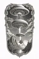 alien abduction scene tattoo design idea