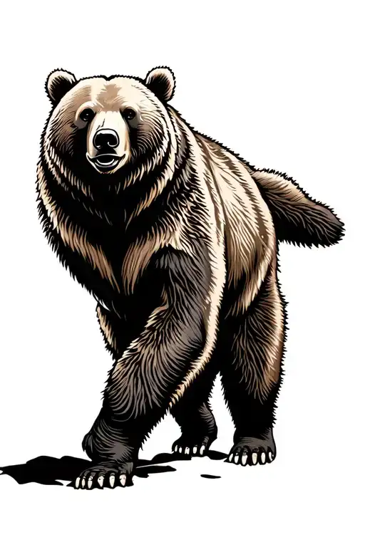 grizzly bear walking tattoo design idea