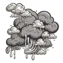 clouds with slime dripping tattoo design idea