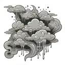 clouds with slime dripping tattoo design idea