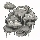 clouds with slime dripping tattoo design idea