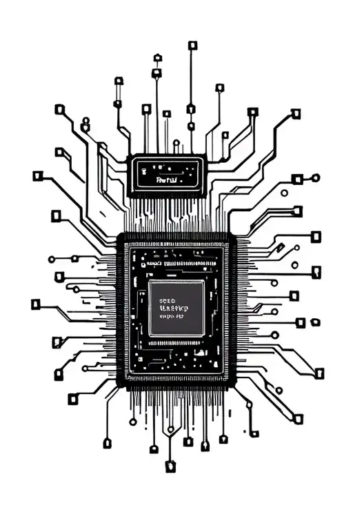 microchips with computer keys and a small processor tattoo design idea