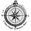 compass, text saying "Tempus Fugit Memento Mori", lighthouse tattoo design idea