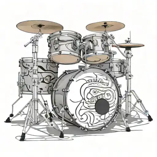 simple 5 piece 3d drum kit tattoo design idea