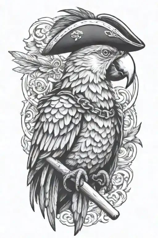 parrot pirate tattoo design idea