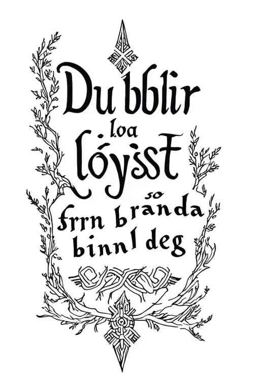"Du blir løyst frå banda som bind deg" with a nordic font tattoo design idea