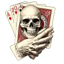 Skull hand holding a deck of cards on upper shoulder  tattoo design idea