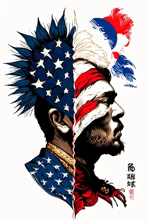 half Korean half american flag tattoo design idea