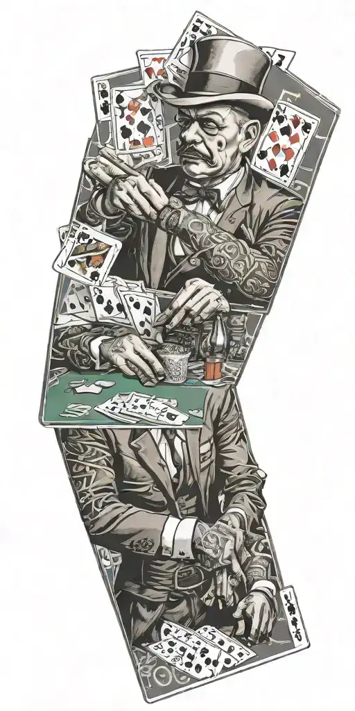 gangster groomers playing poker tattoo design idea