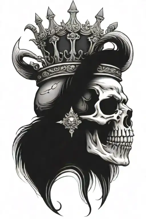Crown aries skull tattoo design idea