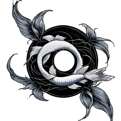zen circle and koi fish tattoo design idea