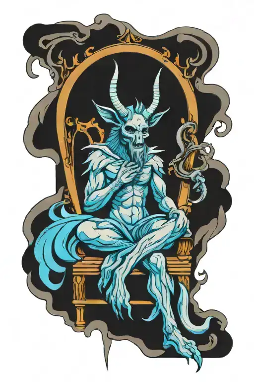 baphomet sitting on a throne tattoo design idea