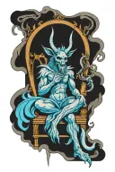 baphomet sitting on a throne tattoo design idea