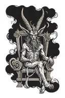 baphomet sitting on a throne tattoo design idea