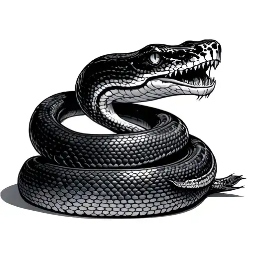 snake eating bowel tattoo design idea