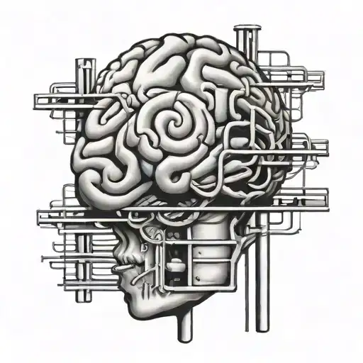 a brain with a jail cell built into the side of the brain  tattoo design idea