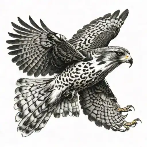 Falcon flying tattoo design idea
