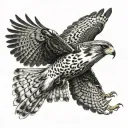 Falcon flying tattoo design idea