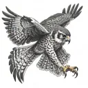 Falcon flying tattoo design idea
