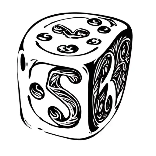 2 Dice classic look with number 5 on each member represented tattoo design idea