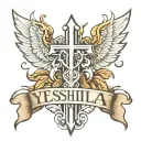 white letters YESHUA tattoo design idea