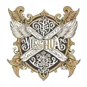 white letters YESHUA tattoo design idea