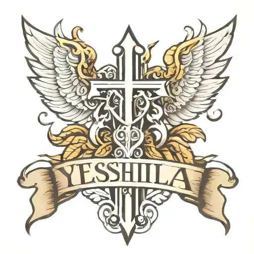 white letters YESHUA tattoo design idea