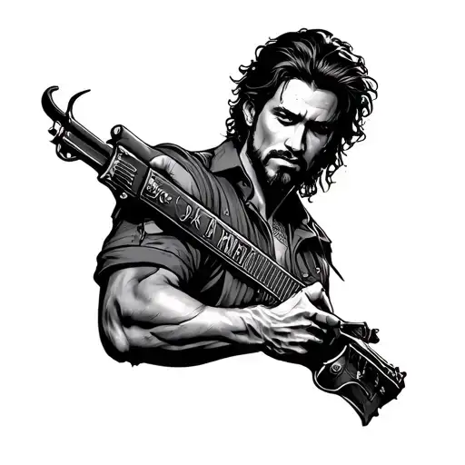 Johnny silverhand never fade away on forearm tattoo design idea