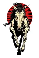 horse skeleton galloping tattoo design idea