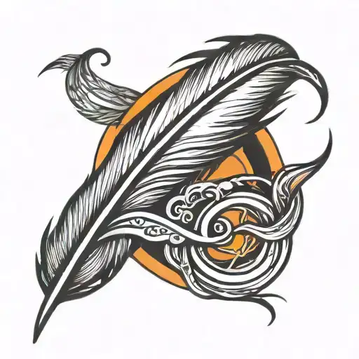 fiery infinity feather with the name engraved style tattoo tattoo design idea
