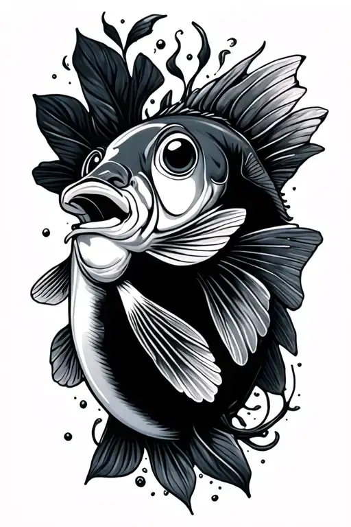 small cute bass fish tattoo design idea