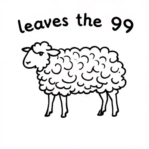 "leaves the 99" a small sheep without color tattoo design idea