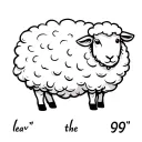"leaves the 99" a small sheep without color tattoo design idea