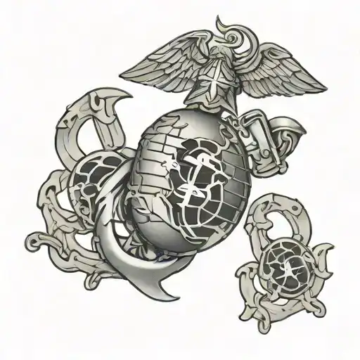 us marines + christian cross tattoo design idea