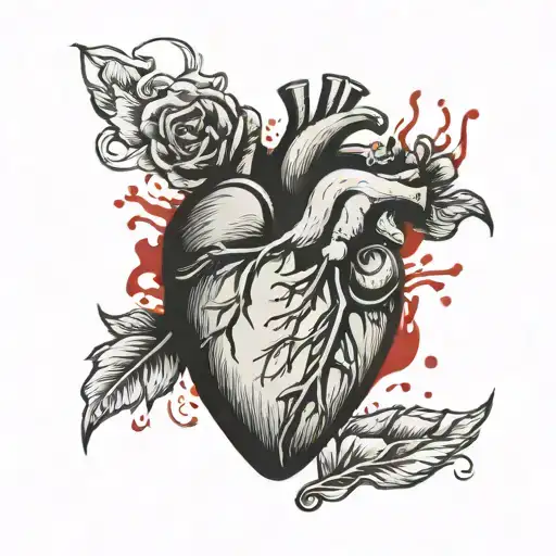 bleeding human heart tattoo design idea