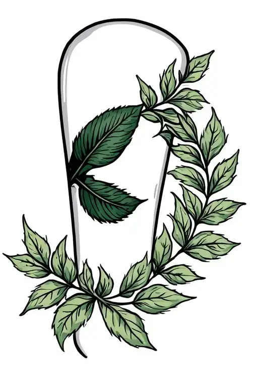 laurel leaves around knee cap surrounded tattoo design idea