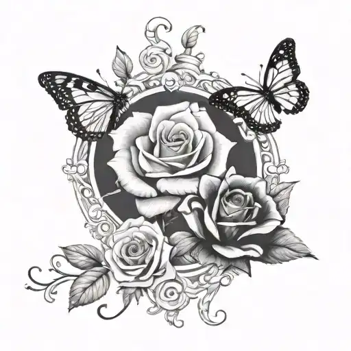bryon tackett forever and always with rose and butterfly tattoo design idea