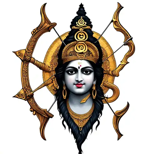  Royal bow and arrow with om namah shivaya tattoo design idea