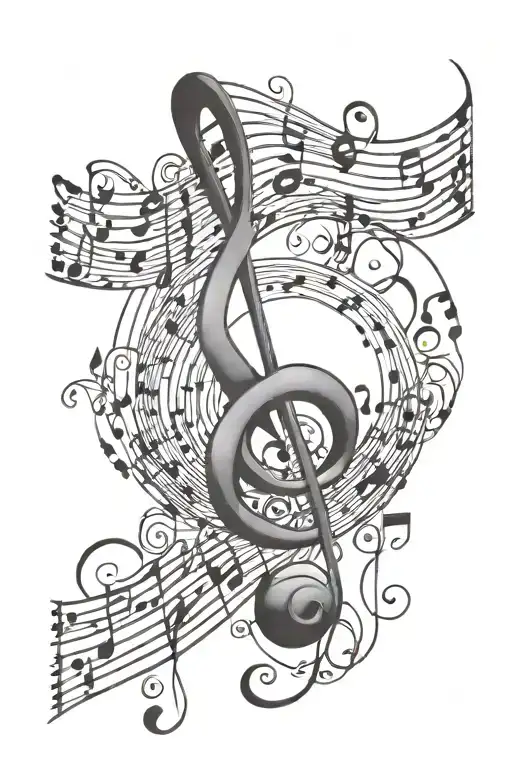Music notes intertwined tattoo design idea
