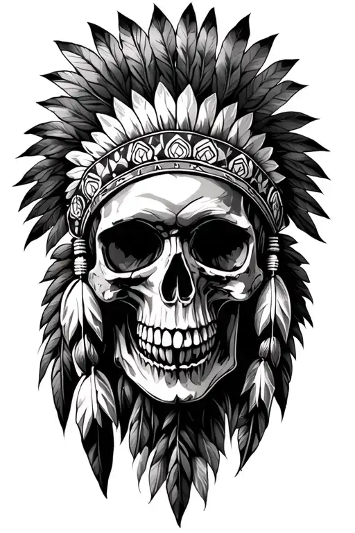native american skull tattoo design idea