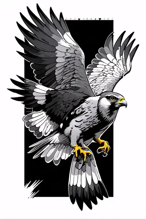 peregrine falcon spreading wings tattoo design idea