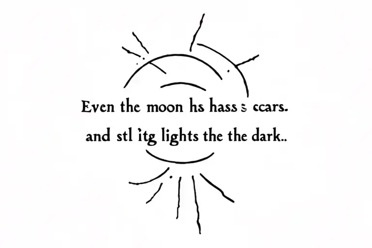 🌒 “Even the moon has scars—and still, it lights the dark.” tattoo design idea