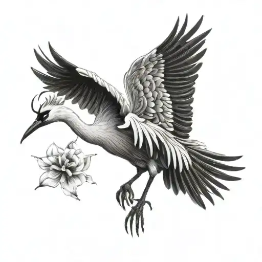memorial of grandma, with cranes bill flowers intertwined tattoo design idea