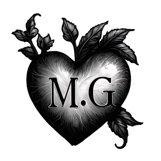 a heart with initials M I G tattoo design idea