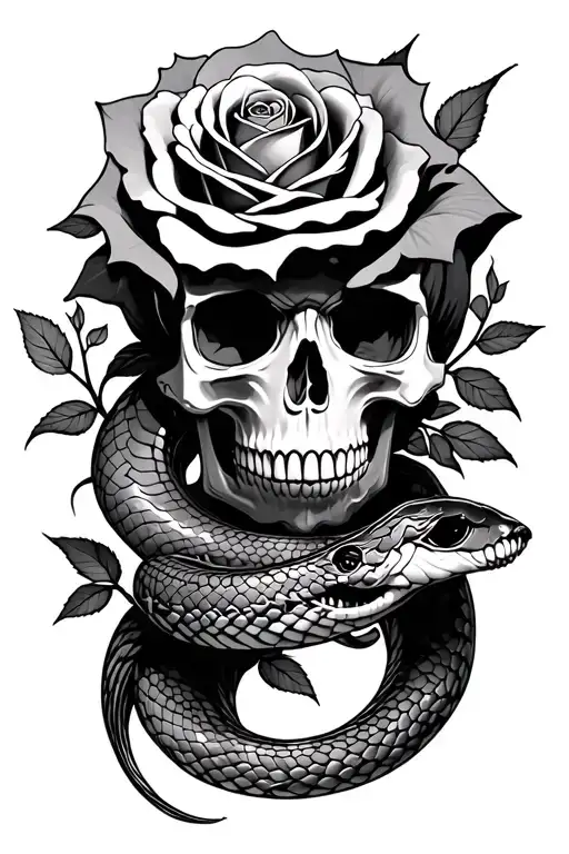 roses, skull , snake,virgo tattoo design idea