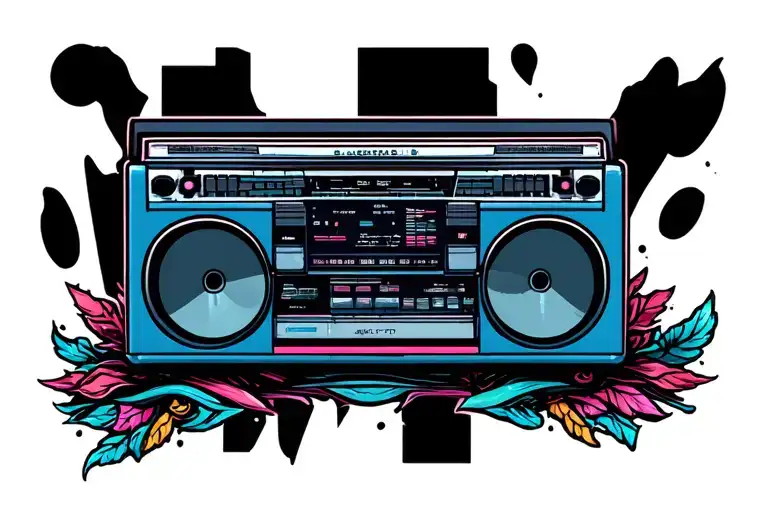 boombox playing hip hop culture tattoo design idea