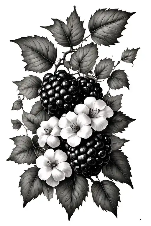 blackberry's and honeysuckles and ivy vines tattoo design idea